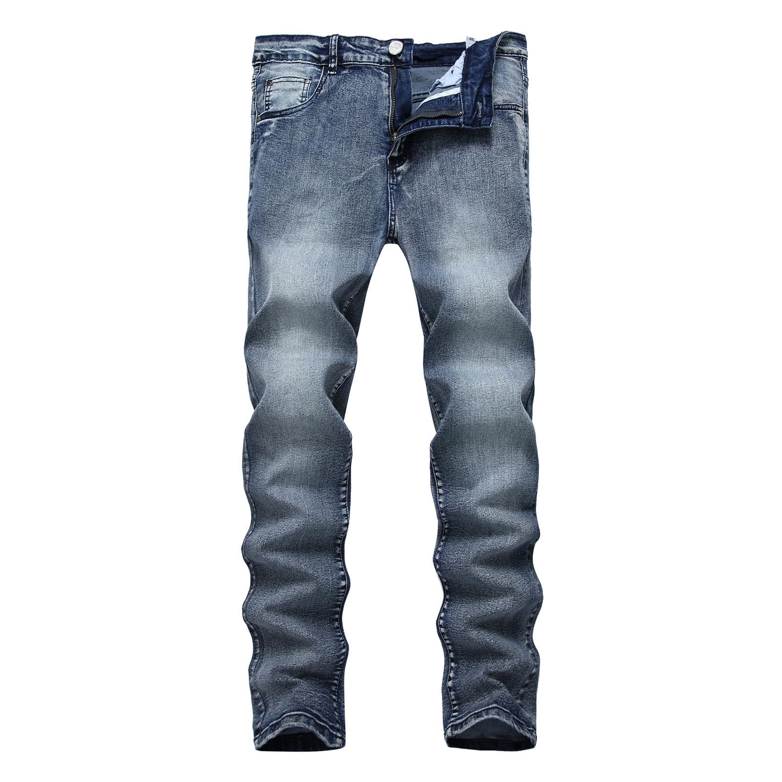 Jeans Uomo Slim Fit, Pantaloni Jeans Uomo Strappati Tempo Libero Stretch Rilassato Fori nel Ginocchio Denim Pantaloni Regular Fit Jeans Neri Strappati Jeans da Uomo alla Moda per Tutte Le Occasioni