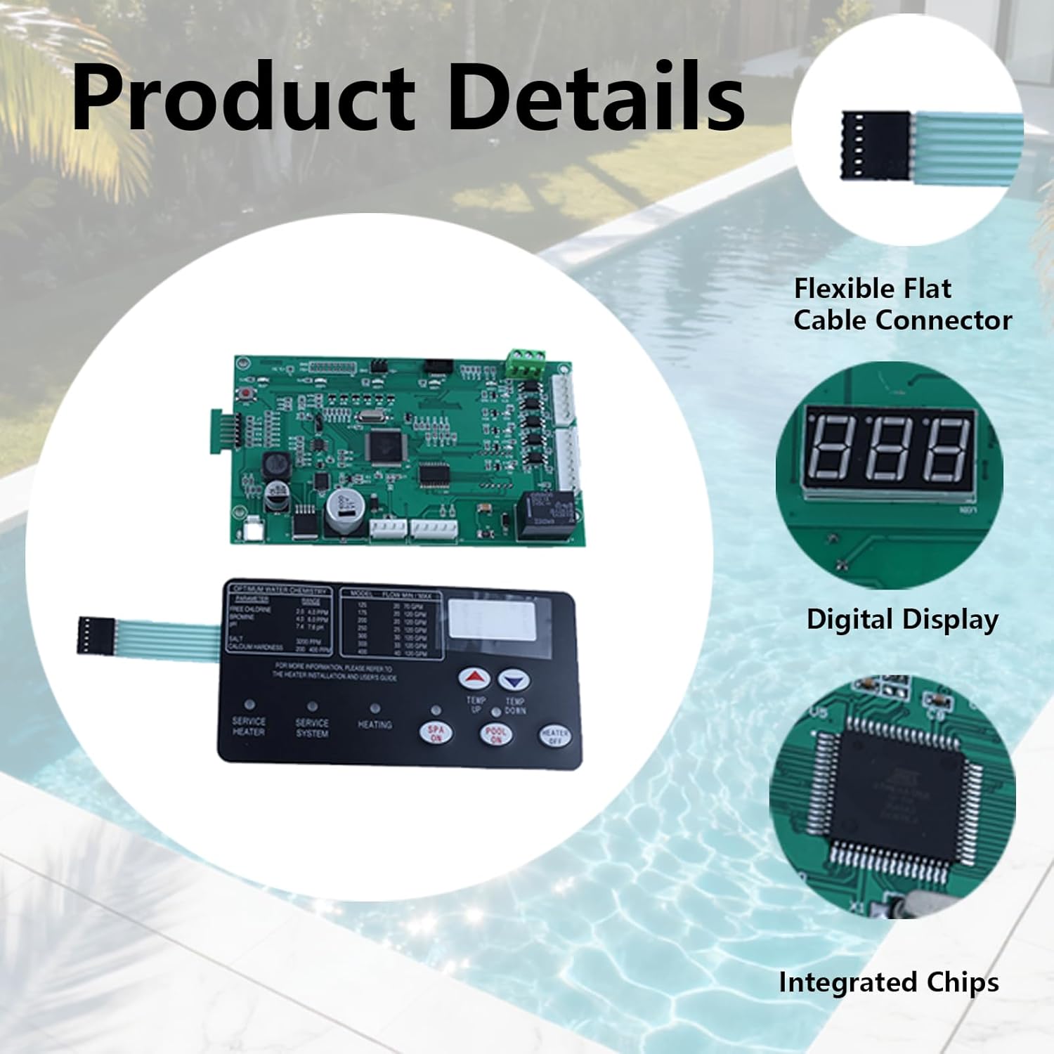 42002-0007S, 461105 Pool Heater Control Board Kit with 472610Z Switch Pad，for Pentair MasterTemp Sta-Rite Max-E-Therm NA & LP Series Pool & Spa Heater Electrical Systems