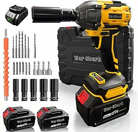 450 N/M Chave De Impacto Parafusadeira Com 2 baterias, Alta Velocidade Até 3500 RPM, Furadeira de Impacto Multiuso de 900N com Cabo de Borracha e Carregador, Parafusadeira e Furadeira