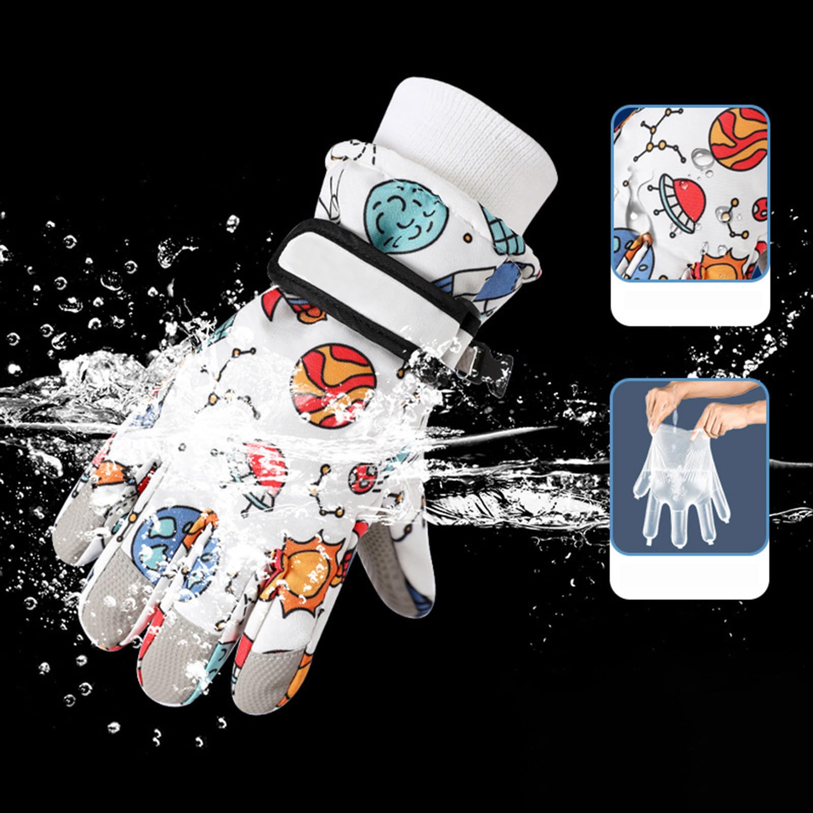 Guantes de nieve de invierno para niños de 7 a 12 años, resistentes al agua, cálidos, guantes de esquí, guantes de invierno cálidos de forro polar, guantes de esquí impermeables