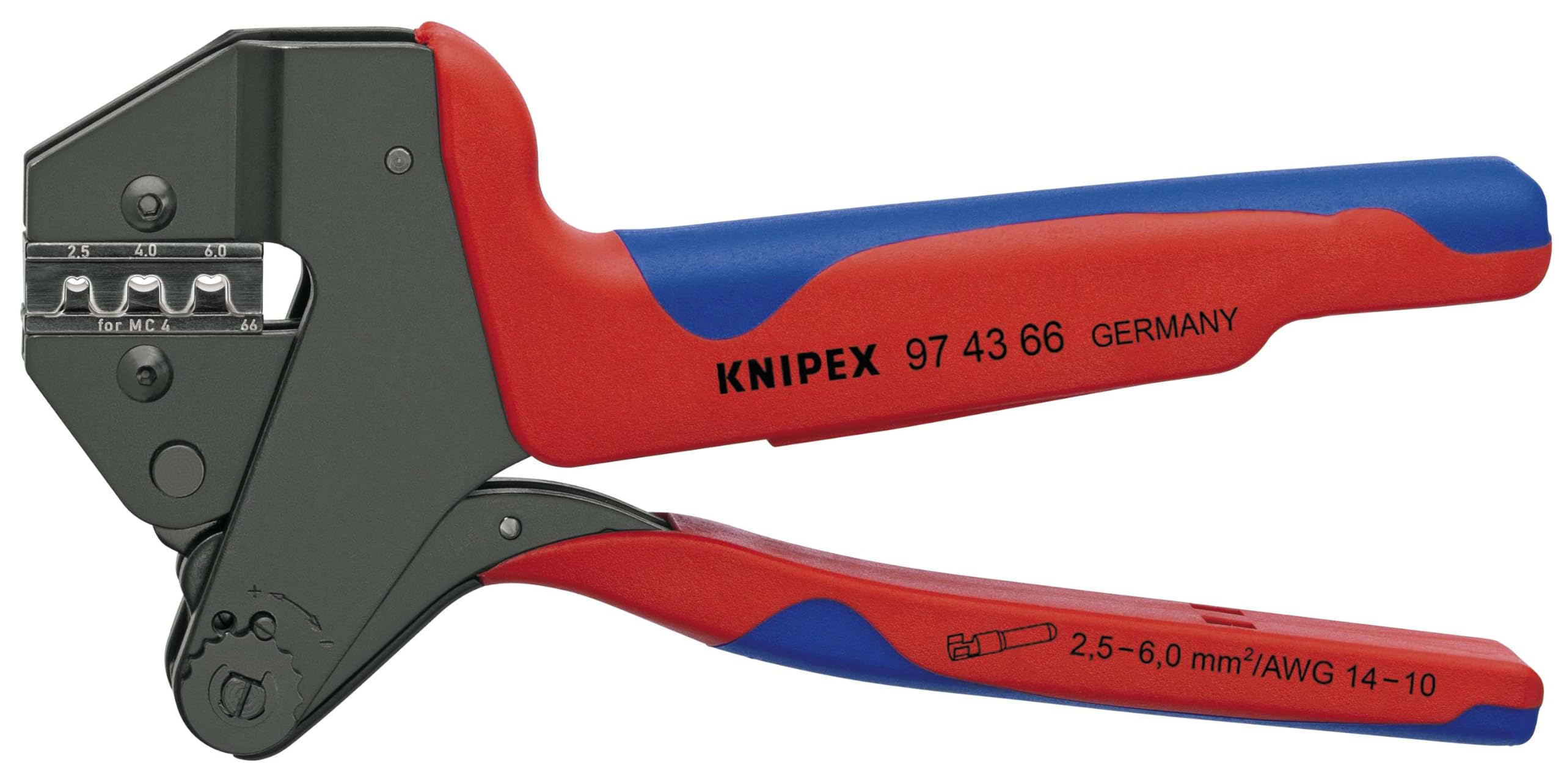KNIPEX Crimp-Systemzange MC4 und MC4 EVO2, Crimpzange, F-Crimp, 97 43 66