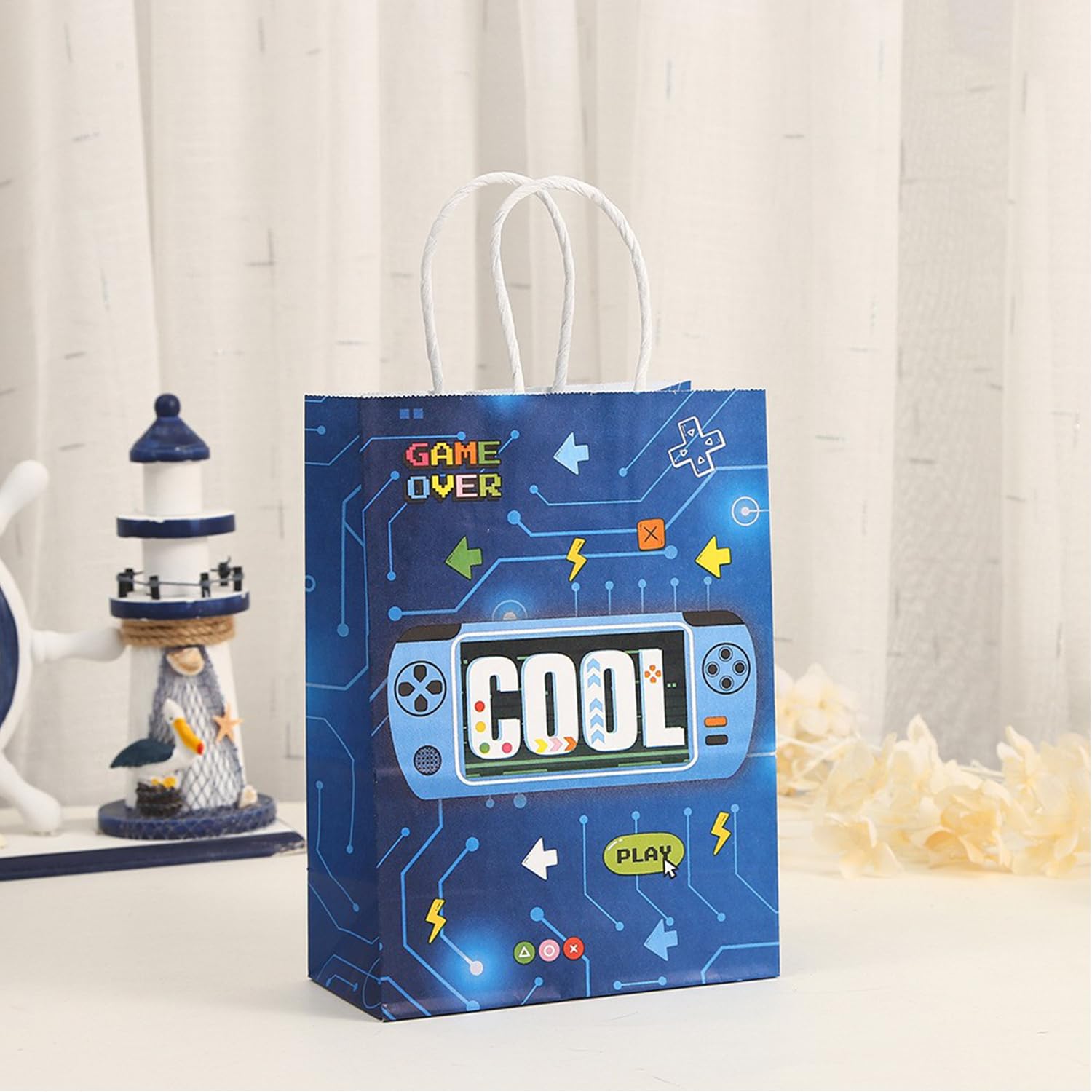 50pcs Sacs Cadeaux Pour Fête Sur Le Thème Du Jeu, Bleus