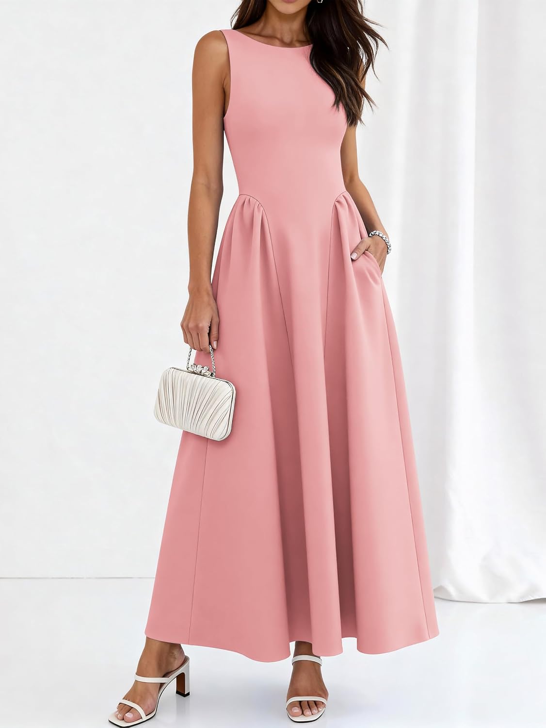 PRETTYGARDEN Summer Sleeveless Maxi Dresses for Women 2026 Elegant Classy A Line Tank Formal Midi Long Wedding Guest Dress - Image 5