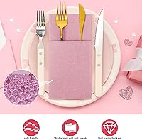 Vista 6 de 75 servilletas de papel de lino desechables Airlaid Servilletas de cena, toalla de mano para invitados con bolsillo integrado para cubiertos