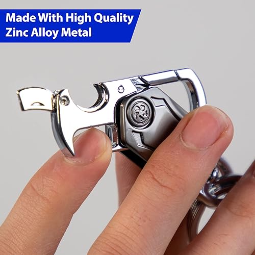 Miniatura 3 de Llavero multiherramienta definitivo con abridor de botellas, giratorio, soporte para teléfono y mosquetón, accesorio de metal duradero para hombres