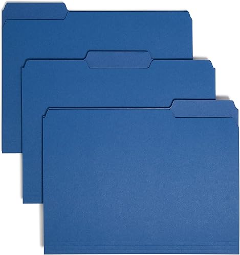 Smead Interior File Folder, 1/3-Cut Tab, Letter Size, Navy, 100 per Box (10279)