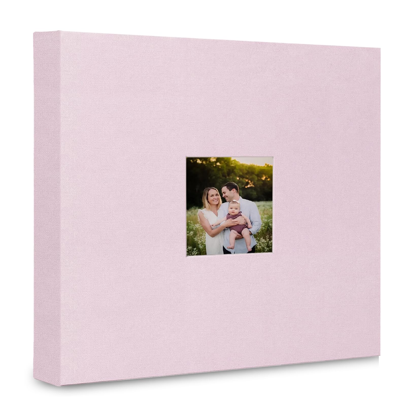J.west Grand album photo de 30,5 x 30,5 cm à 3 anneaux, couverture en lin, journal photo, livre photo avec 35 pochettes en plastique, 70 pages, livre de souvenirs à faire soi-même pour voyage, mariage