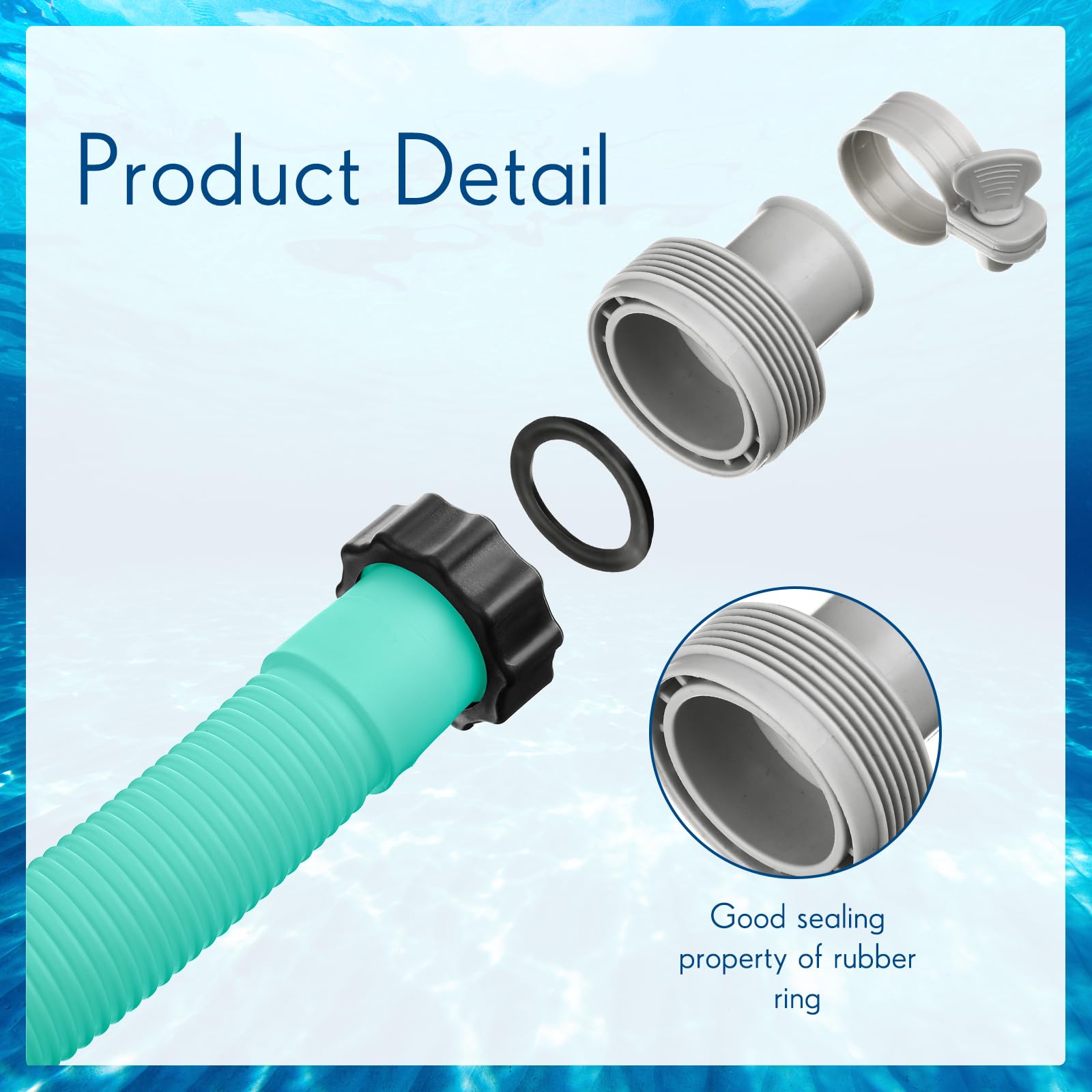 2 mangueras de piscina de 1.5 pulgadas para piscina sobre el suelo, manguera de repuesto de 59 pulgadas de largo, manguera de filtro de manguera de piscina, accesorios de manguera con 2 adaptadores de