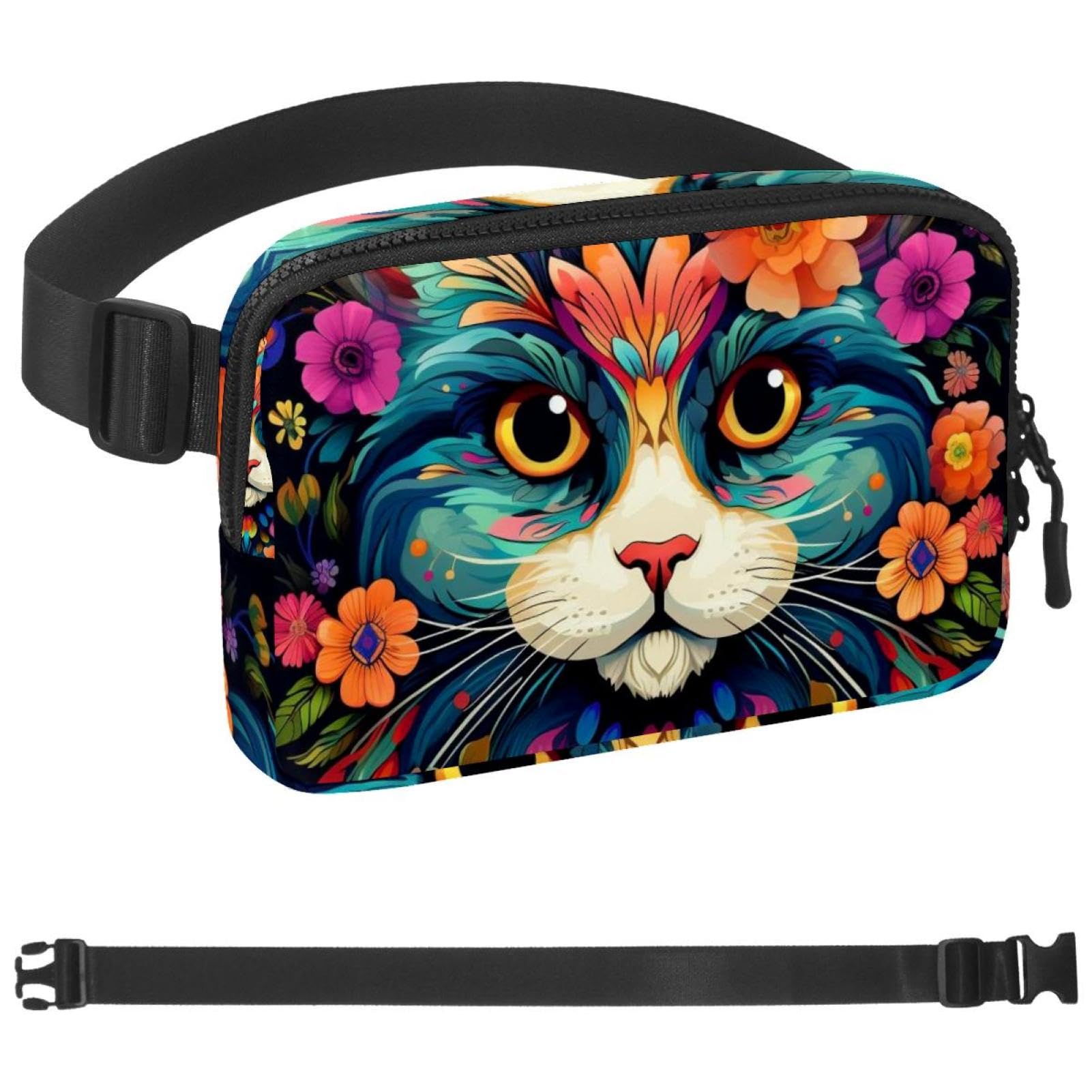 Riñonera de gato para correr bolsa cruzada deportes ajustable multicolor 7
