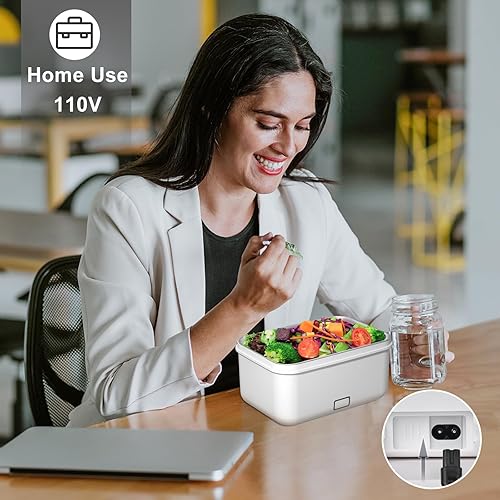 Miniatura 2 de Fiambrera eléctrica para adultos, 100 W1.8 L con calefacción para hombres, trabajo, automóvil, camión, lonchera portátil con calentador de alimentos