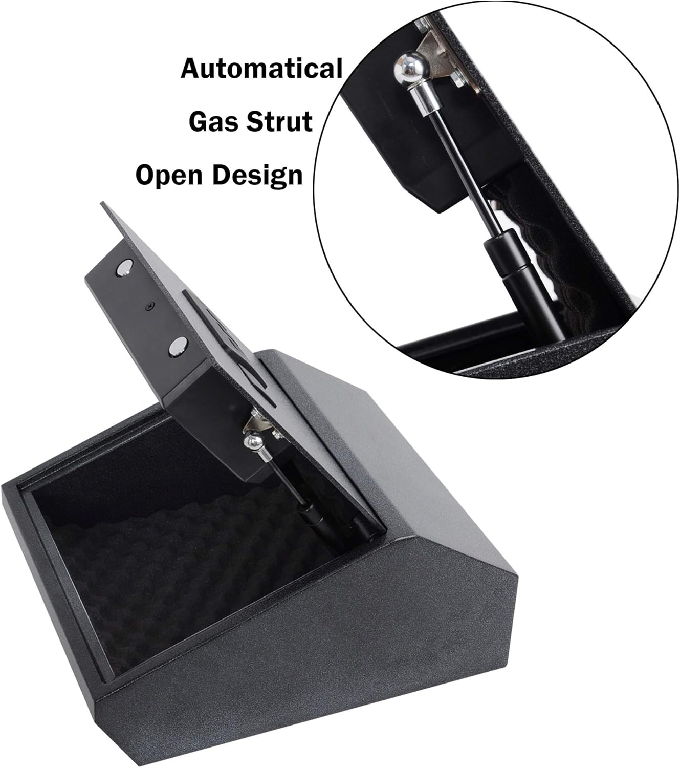 LUCKYERMORE Security Gun Safe Box with Gas Strut Open Door Solid Steel Home Safe Lock for Cash Pistol Handgun, Digital Lock, Wall Mounted, 0.4 Cubic Feet