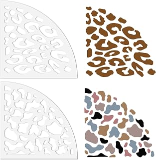 CRASPIRE 2Pcs Leopard Print Sleeve Stencils Acrylic Tie Dyeing Stencils Bleached Shirt Template Animal Painting Reusable Fan DIY for Scrapbooking Art Craft Wood Canvas Paper Floor Wall Furniture
