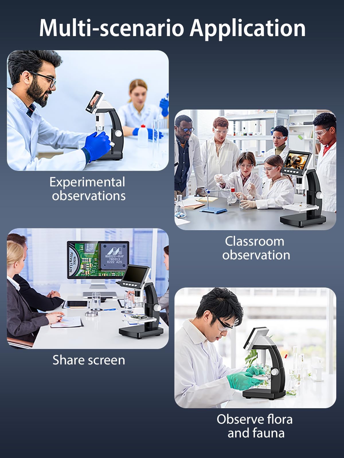 AOPICK Microscopio Digital con Pantalla de 4.3" y 8 Luces LED, Microscopio Portatil HD 1080P, Lupa Electronica MicroscopioProfesional 50-1000X, Compatible con PC Windows MacOS