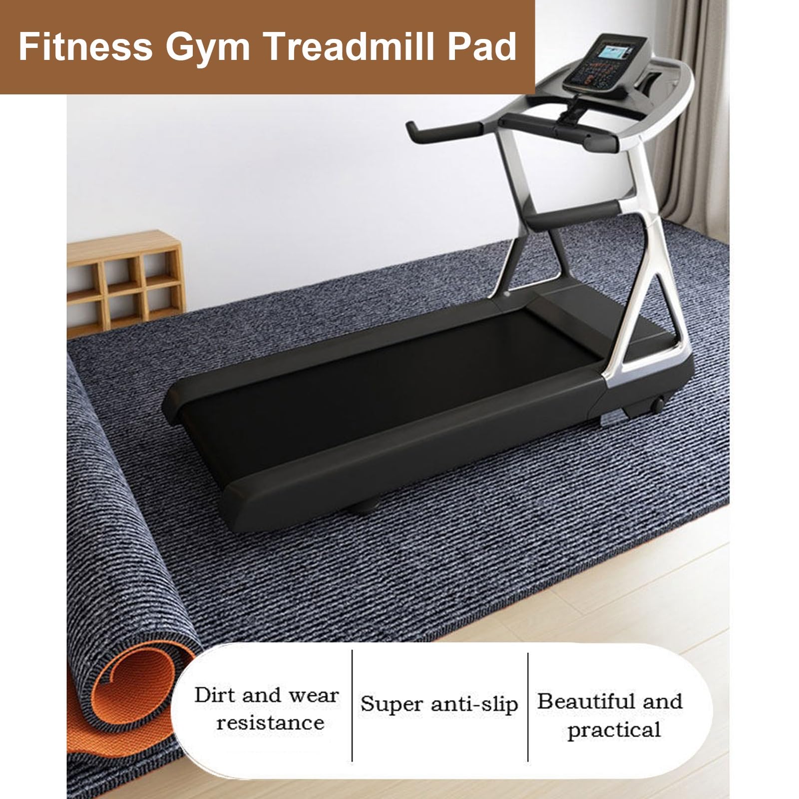 Tapis de Protection Sol 9mm Épais Antidérapant Insonorisant Antivibration,Intérieur Long Tapis Couverture en TPE pour Salon Cuisine Entrée Couloir Home Trainer– Découpable(Beige-Browm,80x200cm)