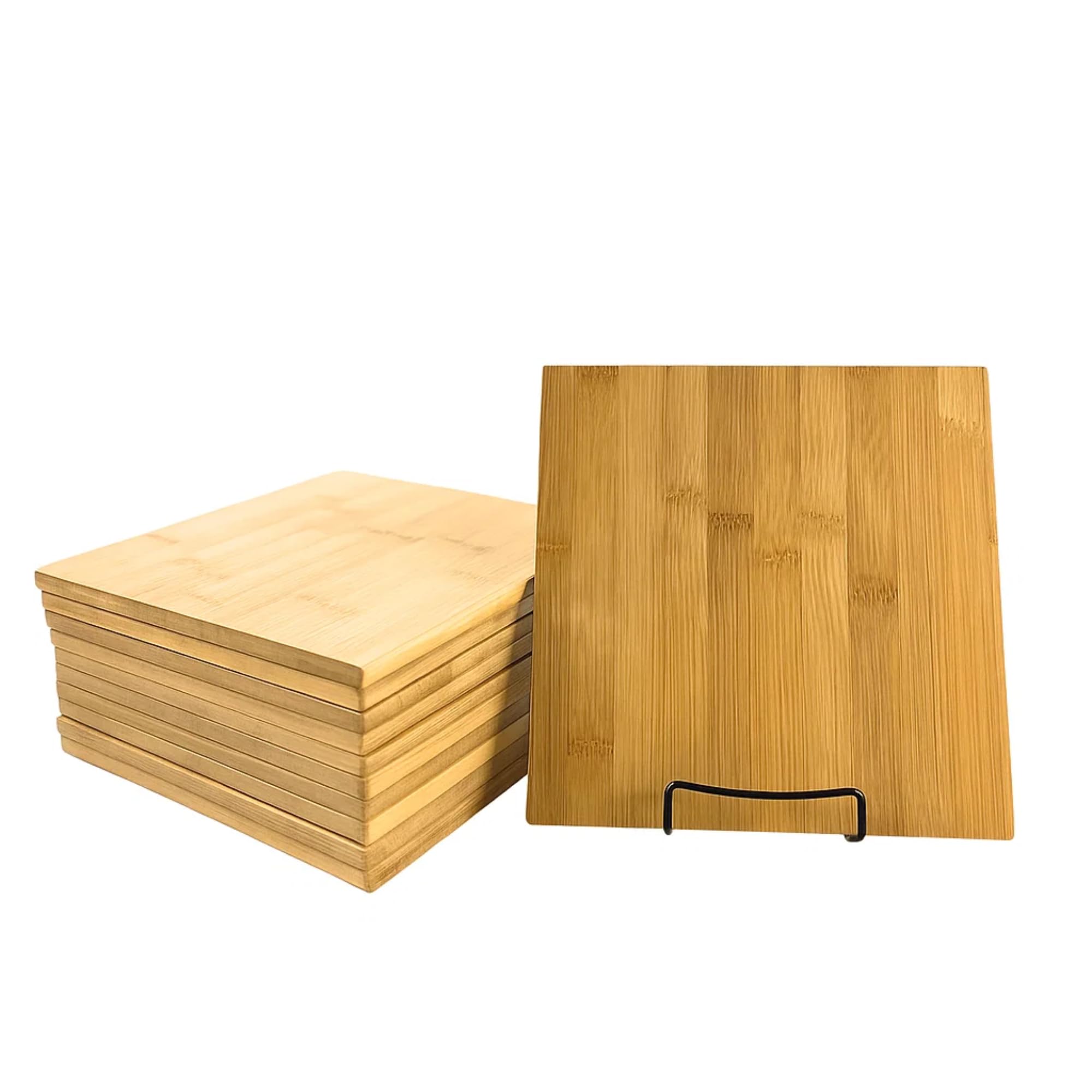Juego de 12 bandejas cuadradas de bambú liso a granel de 9 pulgadas, tabla de cortar, mantel individual para grabado personalizado
