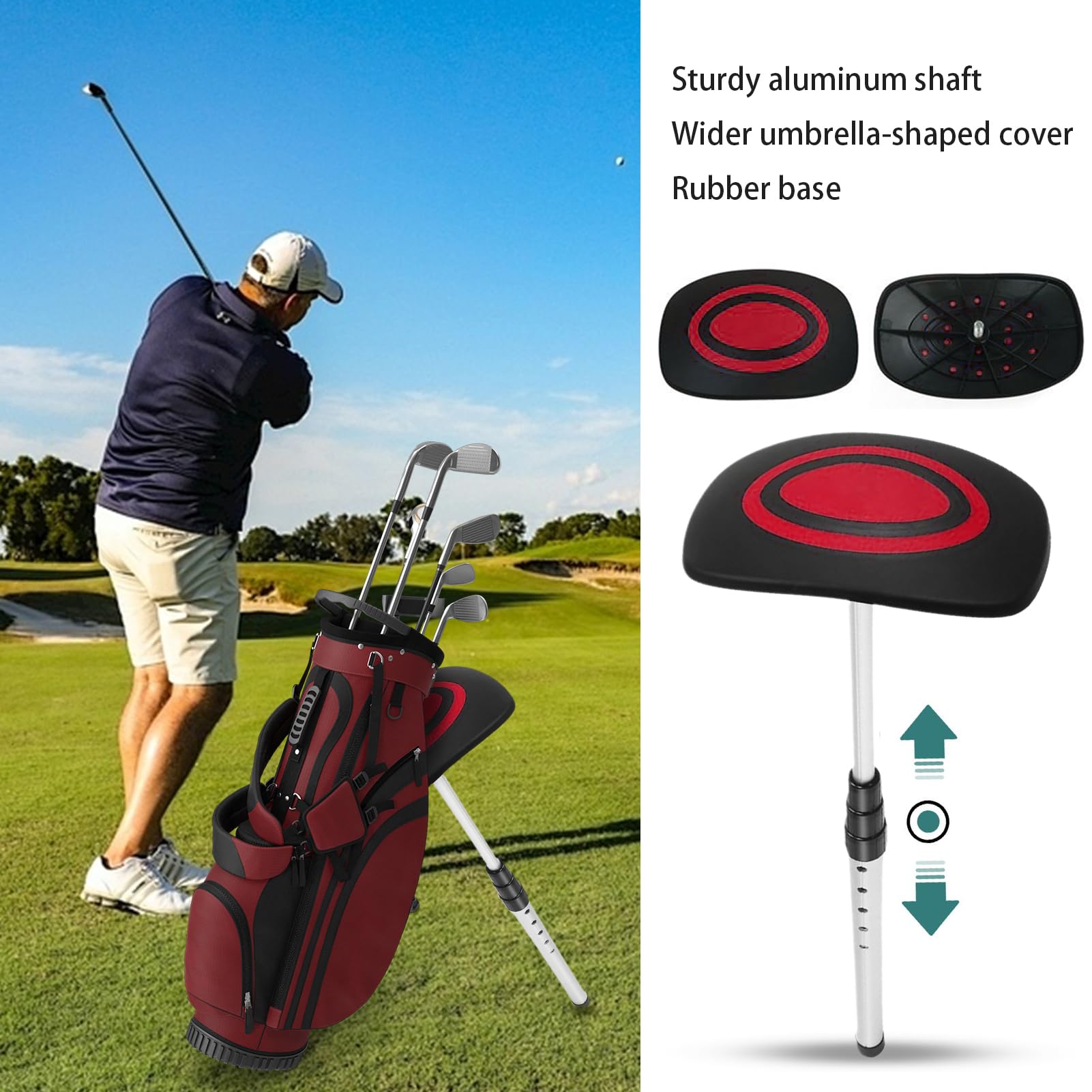 Golfs Travel Bag, Halterung Pole, verstellbar, Aluminium Shock Resistant Stick mit Top Cover, Protective Storage Gear for Sportsman Men Women Outdoor Transport, 19.69-51.97 Zoll