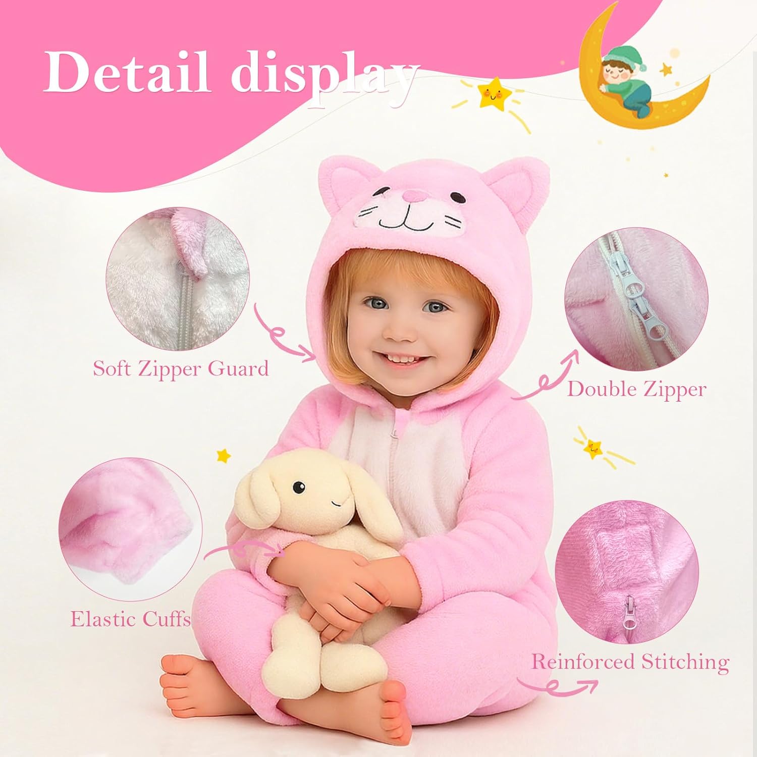 LiuSuper Unisex-Baby Animal Flannel Hooded Romper for Infants Toddlers 0-4T Halloween Winter Jumpsuit for Boys Girls - Image 3