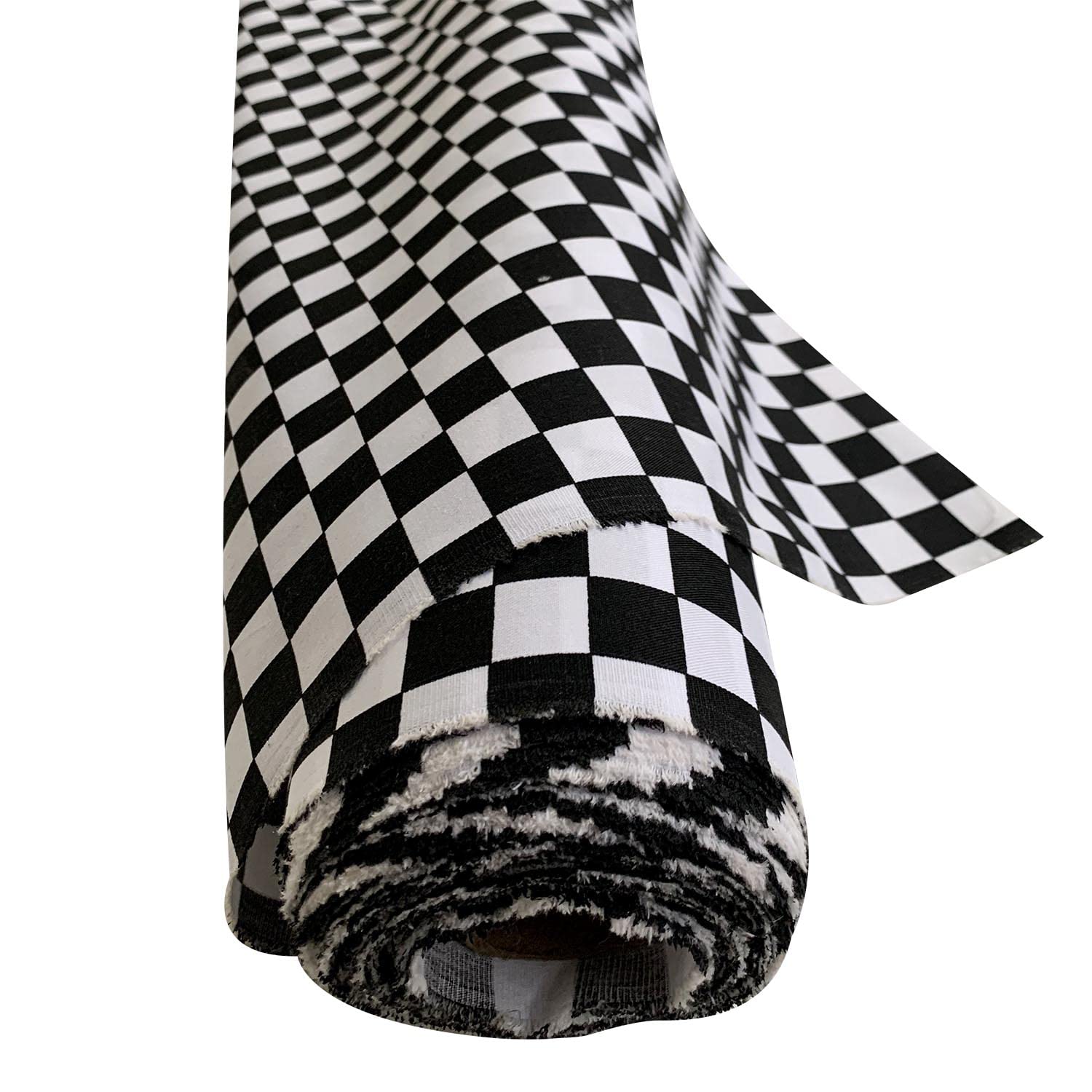 EU Fabric Chefs Check Fabric | Black and White Checked Upholstery Gingham | Buffalo Plaid Material by The Metre UK | Checkerboard Drill Fabric Cloth for Tablecovers (Black-Sample)