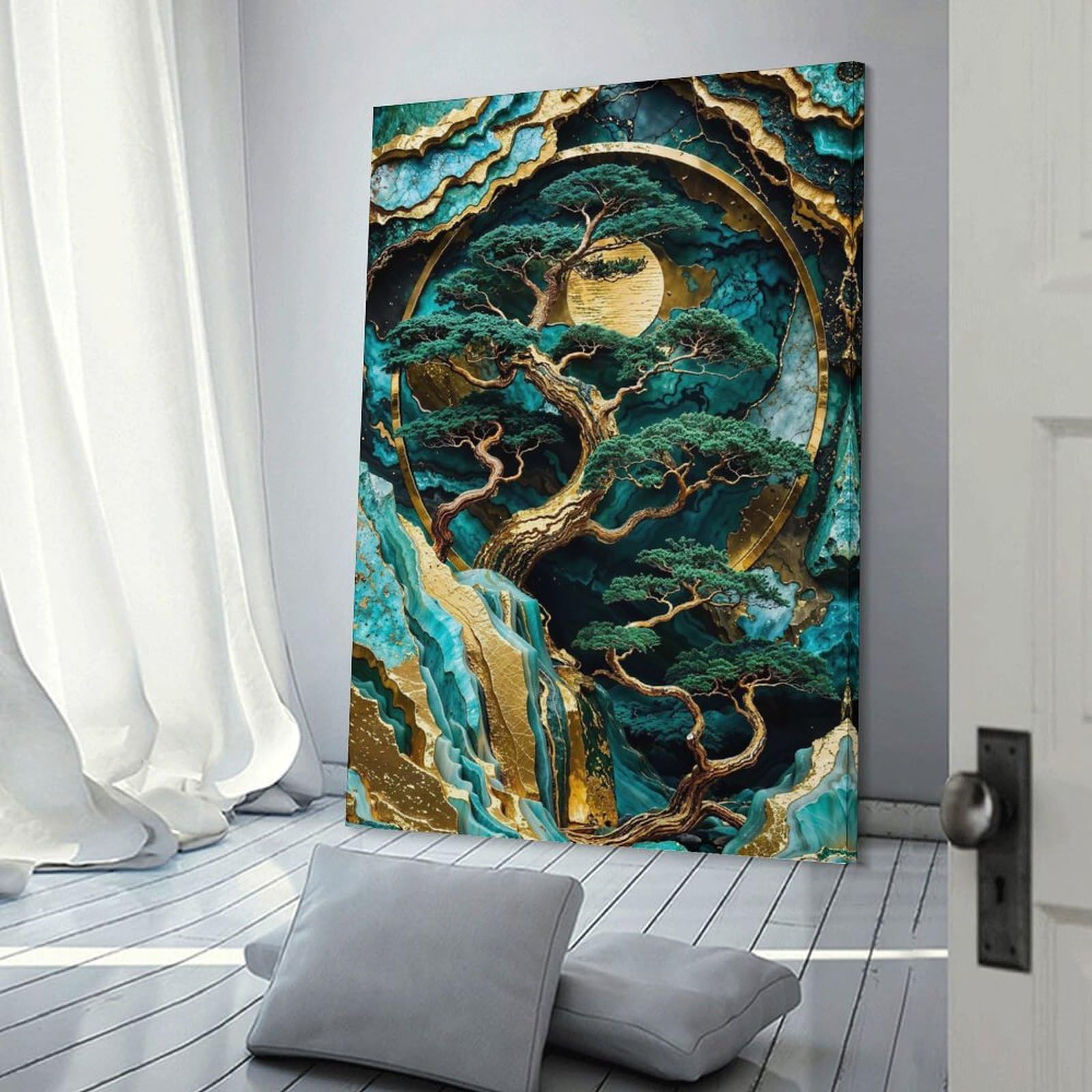 Junmoney Frame-Lunar Forest Kintsugi Art Lunar Forest Kintsugi Art Canvas Wall Decor, 20X30inch(50X75cm), For Home Walls, Creative Rooms Or Shared Spaces, Stylish Home Artwork For Focal Walls