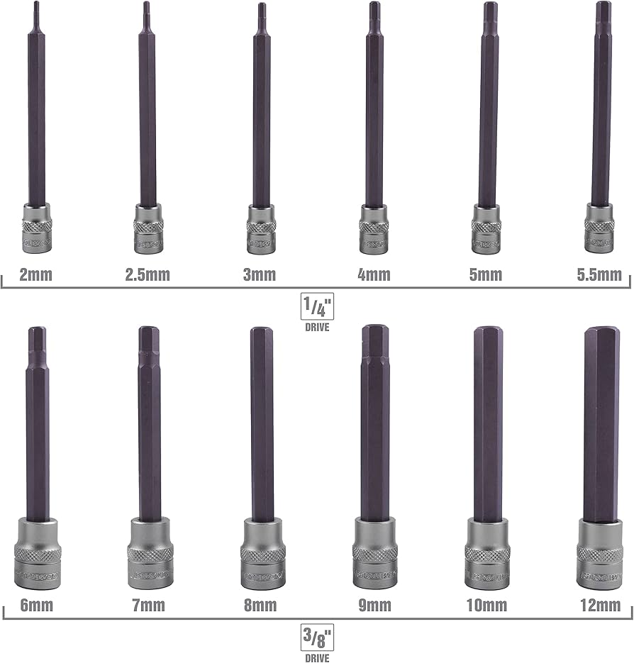 mos3セット OEMTOOLS 23903 12 Piece Metric Magnetic Long Hex Bit Socket