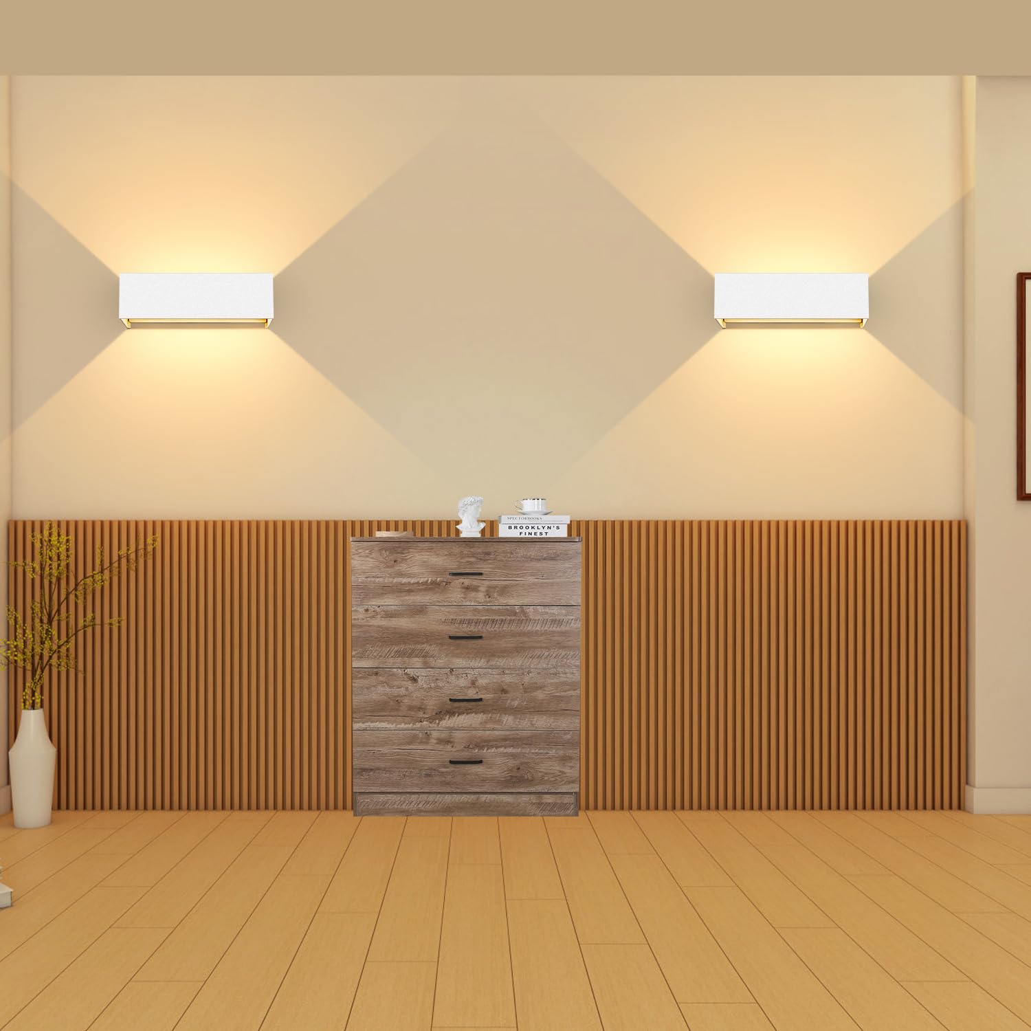 Kingwen 30W LED Lámpara de Pared Exterior Interior 0-120°El ángulo es ajustable Pared Exterior Blanco cálido 3000K Aplique Impermeable ip65 Lámpara 3000LM