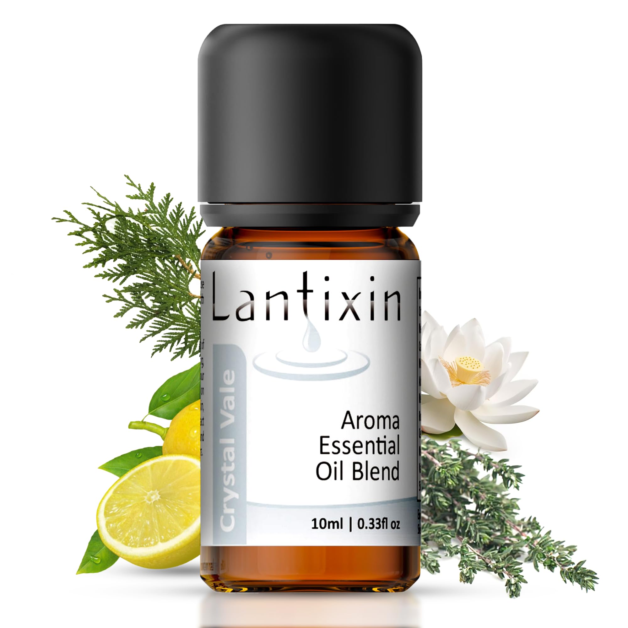 Lantixin Crystal Vale Pure Essential Oils for Diffusers for Home – Aromatherapy Blend w/Lotus Oil, Fir Extract & Cypress Essential Oil – Premium Scent Diffuser Safe for Skin, Kids & Pets – 0.33fl oz