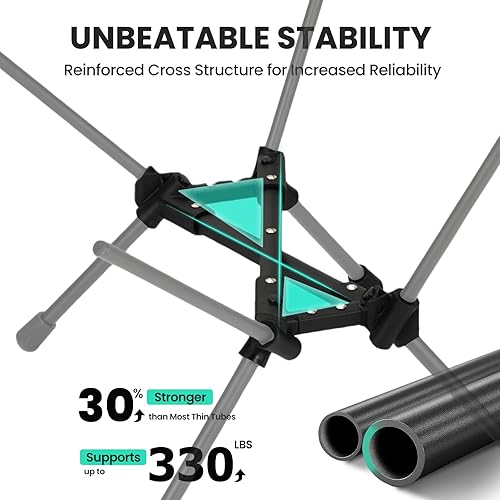 Miniatura 5 de Overmont Silla de camping portátil ultraligera, silla plegable ligera, soporta hasta 330 libras, silla de playa compacta para adultos con bolsa de