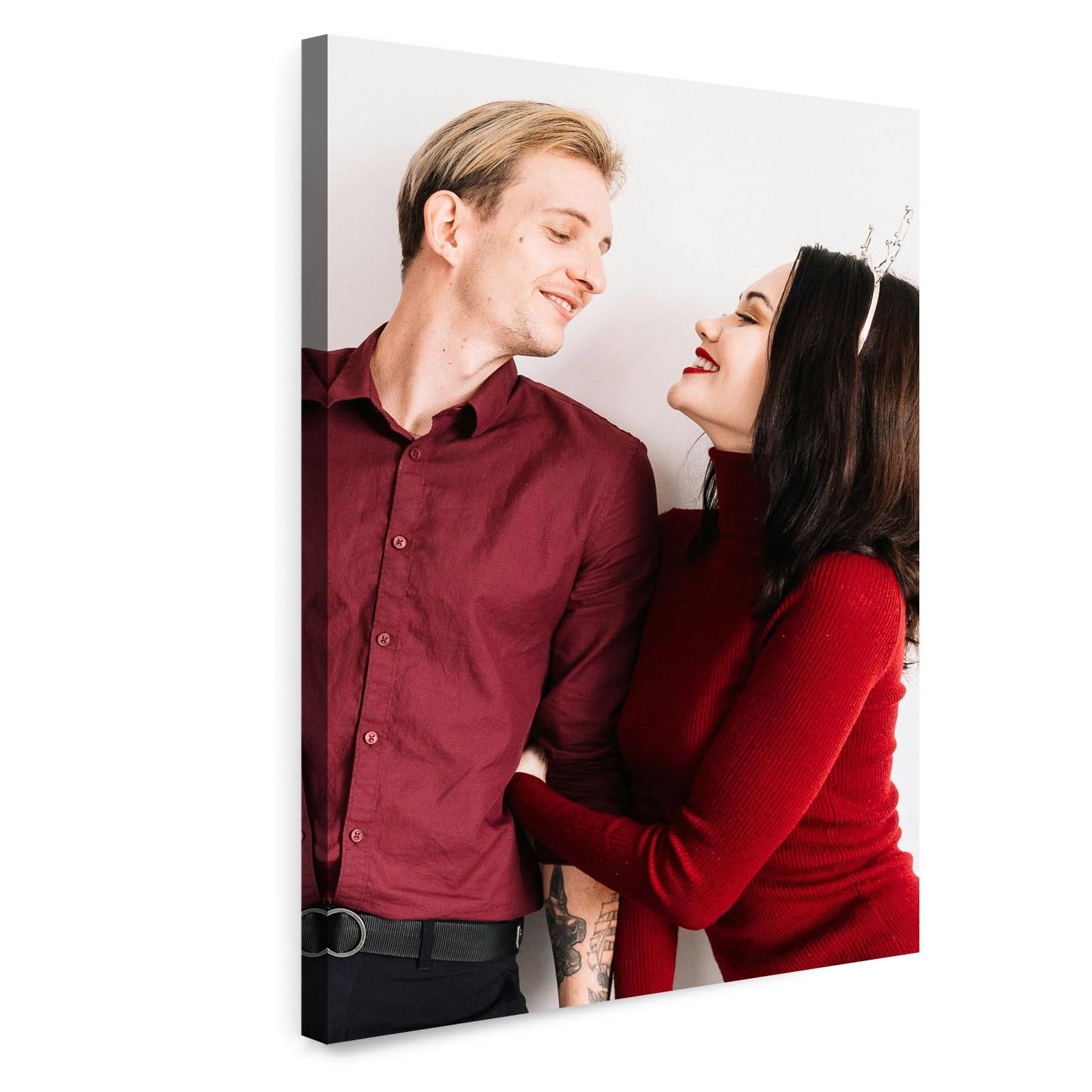 FOSOQIB Lienzo Personalizado con Foto & Cuadro Personalizado con Foto - Con marco - Impresión foto HD para fotos de familia y mascotas - Regalos personalizados para San Valentín (20x30cm)