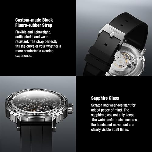 Miniatura 7 de CIGA Design Reloj mecánico automáticomanual de la serie Magician, caja desmontable de acero inoxidabletitanio, cristal de zafiro, correa de