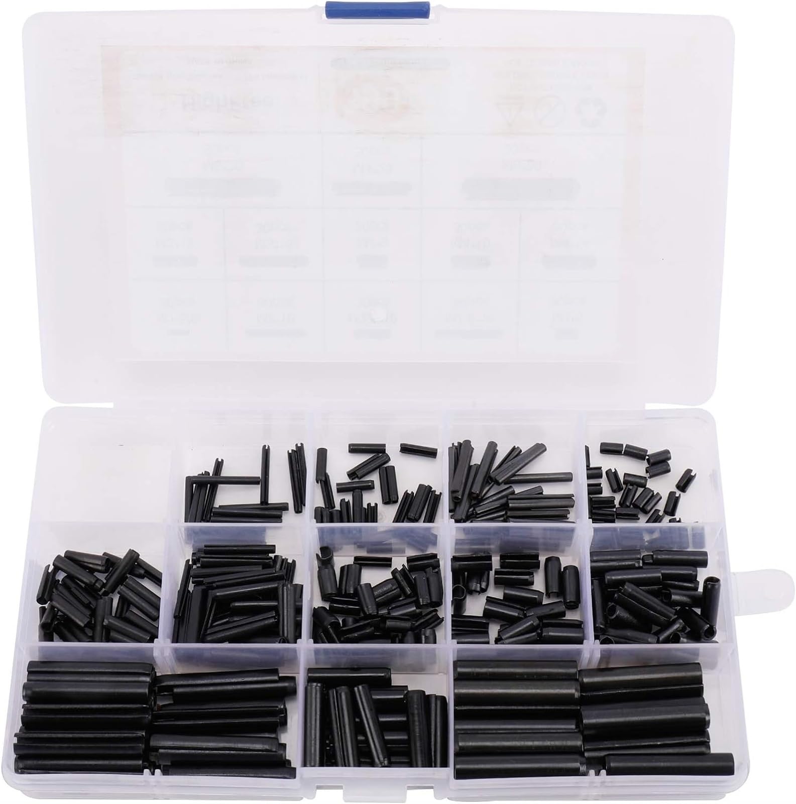 THE WHITE SHOP 390 Pieces Slotted Spring Steel Pins, Steel Split Spring Dowel Tension Roll Pins Assortment Set,M1.5 M2 M2.5 M3 M4 M5 M6, 13 Types
