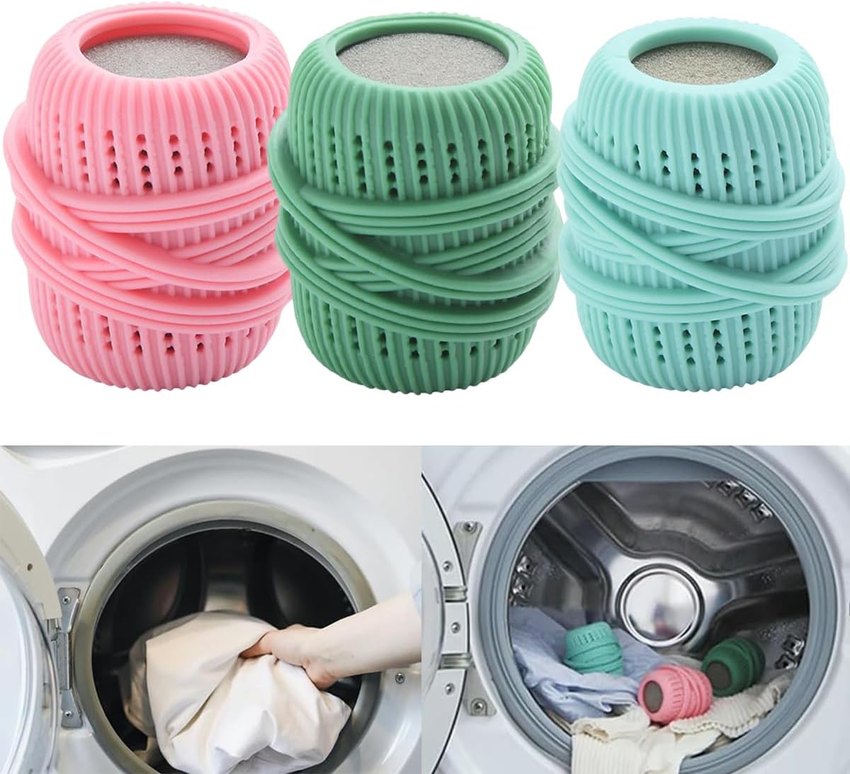 Reusable Fabric Softener Dispenser Balls Laundry Dryer Balls for Washing Sponge Household Substitute Cleaning Tool (Pink)