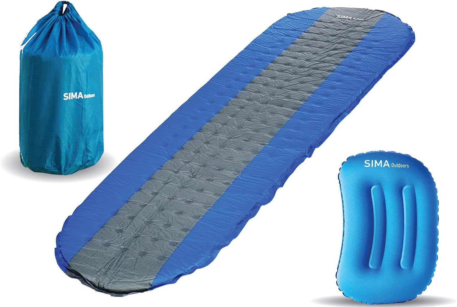SIMA Outdoors Sleeping Pad - The #1 Self Inflating Sleeping Pad for Camping, Backpacking, Hiking, and Travel - Ultra lightweight, Insulated, and Inflatable Sleeping Pad with Pillow and Stuff Sack
