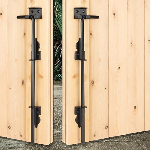18" Heavy Duty Cane Bolt Gate Drop Rod-Steel Gate Ground Latch Designed for Wood Metal Vinyl Gates or Double Doors Fence Applications-2 Pack