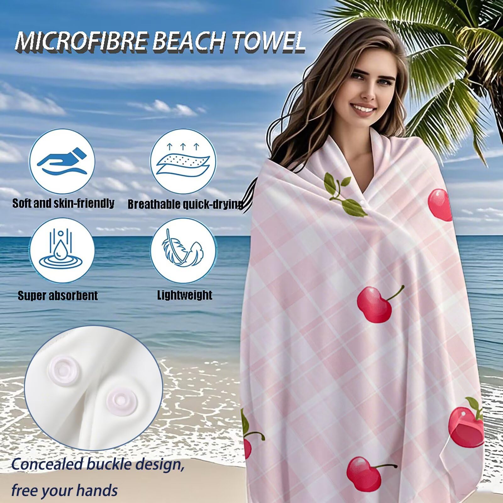 Mikrofaser Strandtuch 180x100 cm, Strandtuch Tartan Sandfrei, Schnelltrocknendes und Strand Sonnenschutz Funktion Mikrofaser Handtuch groß für Badezimmer Strand Schwimmen Camping Strand Zubehör Q-188