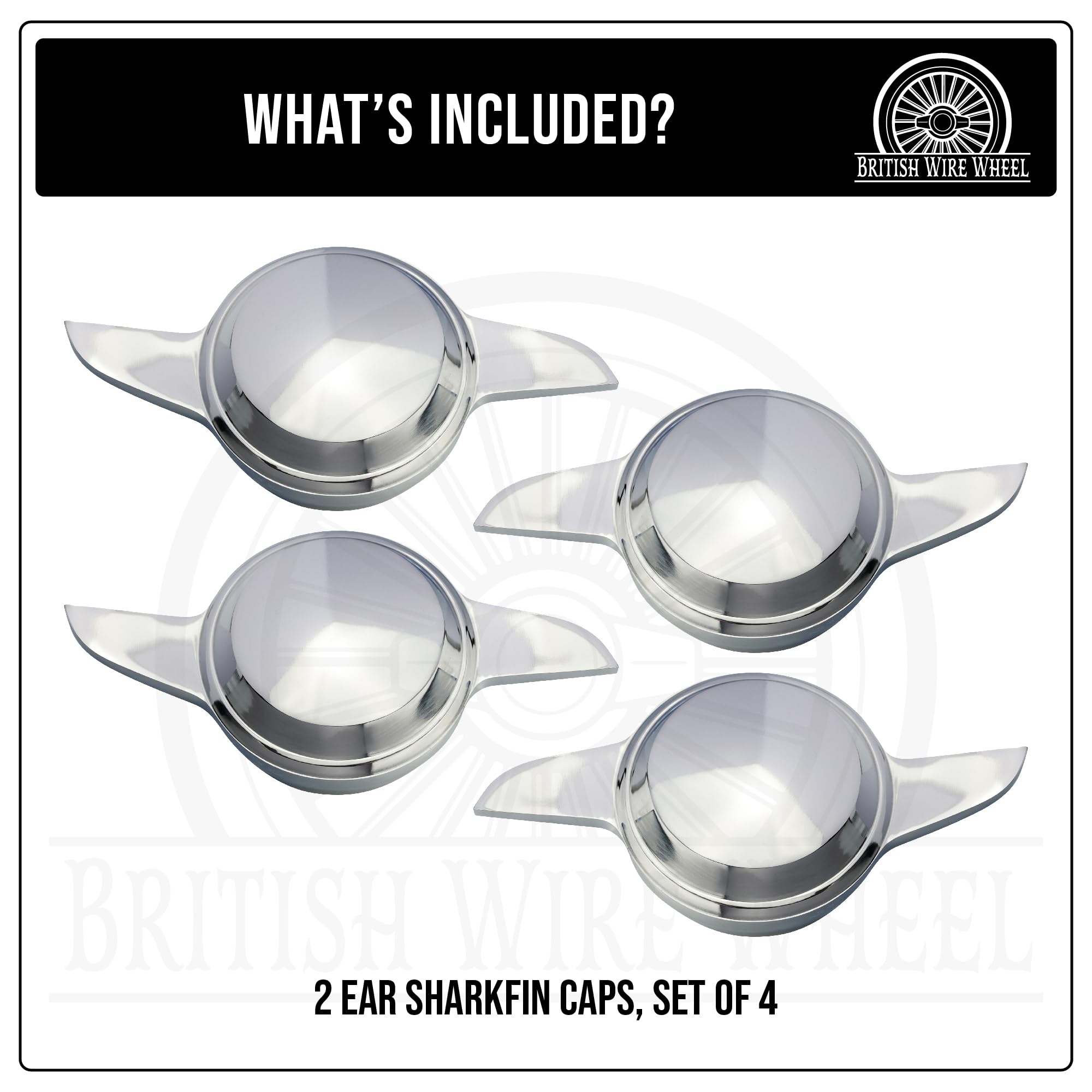 Amazon.com: British Wire Wheel 2 Ear Sharkfin Spinner Caps (Set of