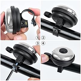 Xthuge Classic Bike Bell, Aluminum Bicycle Bell, Loud Crisp Clear Sound Bicycle Bike Bell for Adults Kids(Silver-Left Hand Use)