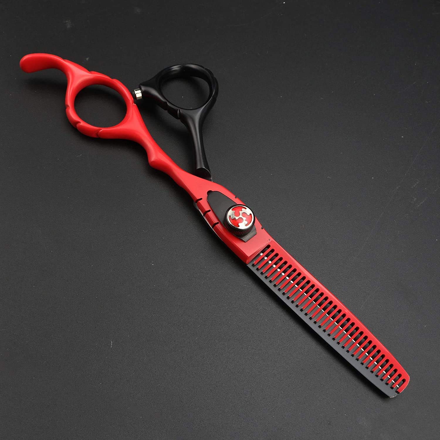 JIESENYU Forbici da 6 pollici per capelli rossi neri Giappone 440C forbici da taglio e sfoltire e astuccio per pettine