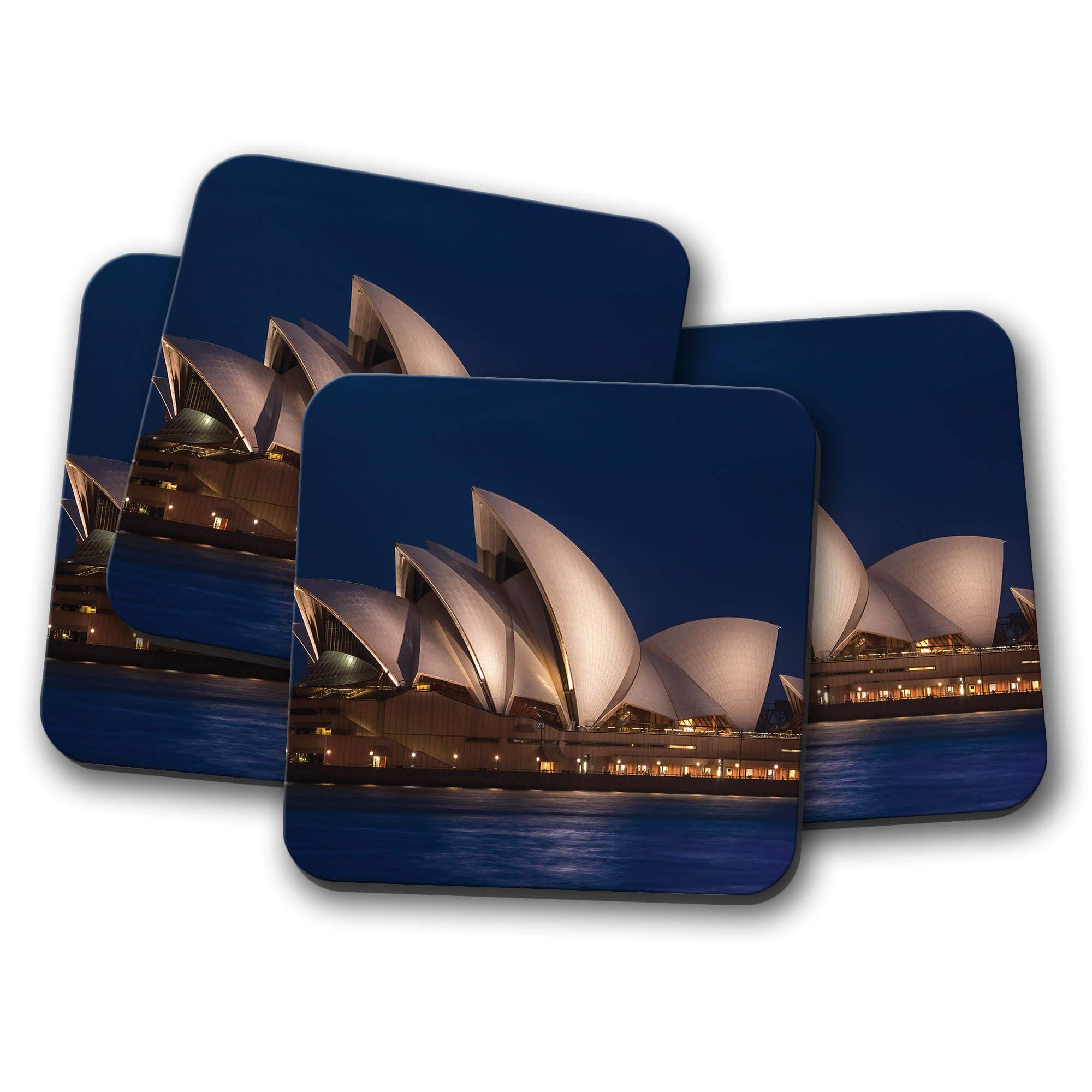 Destinationvinyl Multicolor 4 Set - Sydney Opera House Coaster - Australia Travel Mum Sister Fun #8582