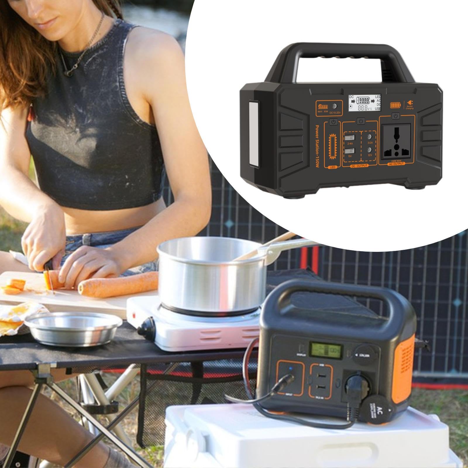F Fityle Stazione di Alimentazione Portatile, Power Bank di Emergenza da 150 W con Display Intelligente, Elevata capacità, accumulo di energia di Emergenza per
