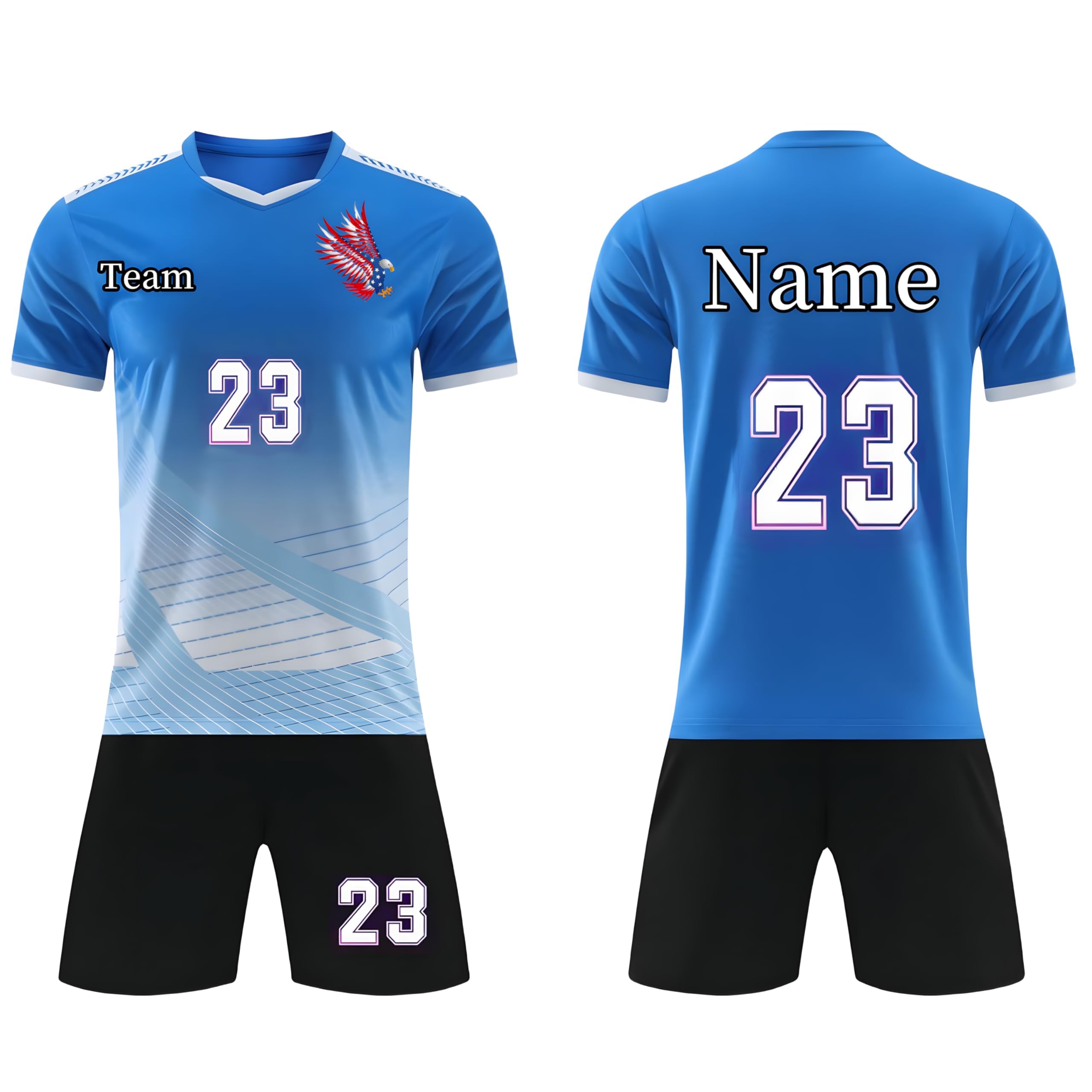 Custom Soccer Jersey 2025 Official Soccer Jersey - for Men, Women, Kids, Adult Training Soccer Uniform with Name, Number, Logo (Turquoise Blue)