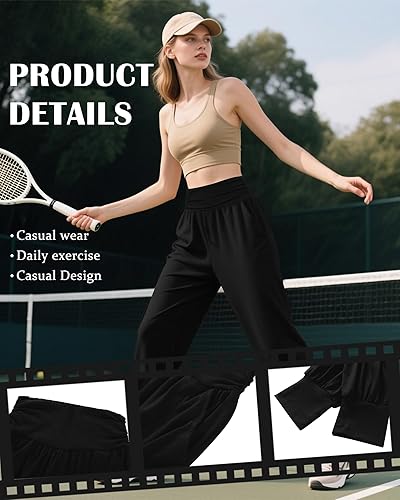 Miniatura 5 de Paquete de 2 pantalones deportivos de yoga para mujer, cómodos pantalones deportivos con bolsillos, casuales, holgados, cómodos y de cintura alta