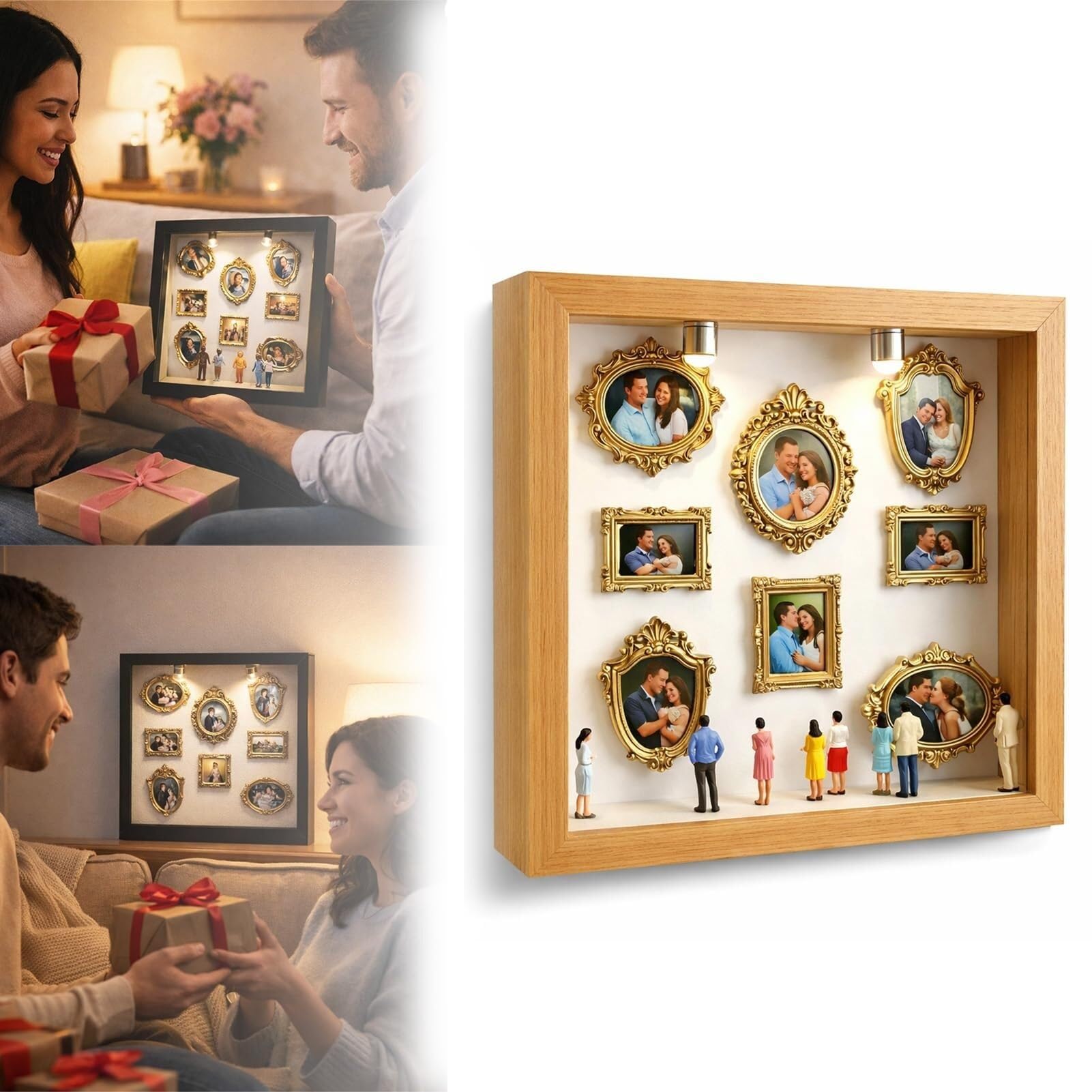 Kit De Caja De Silueta para revivir recuerdos entrañables con luz y diseño de madera