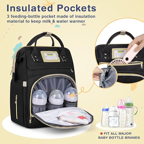 Miniatura 2 de Mochila para pañales de gran capacidad, impermeable y elegante, Negro -, Mochilas de viaje