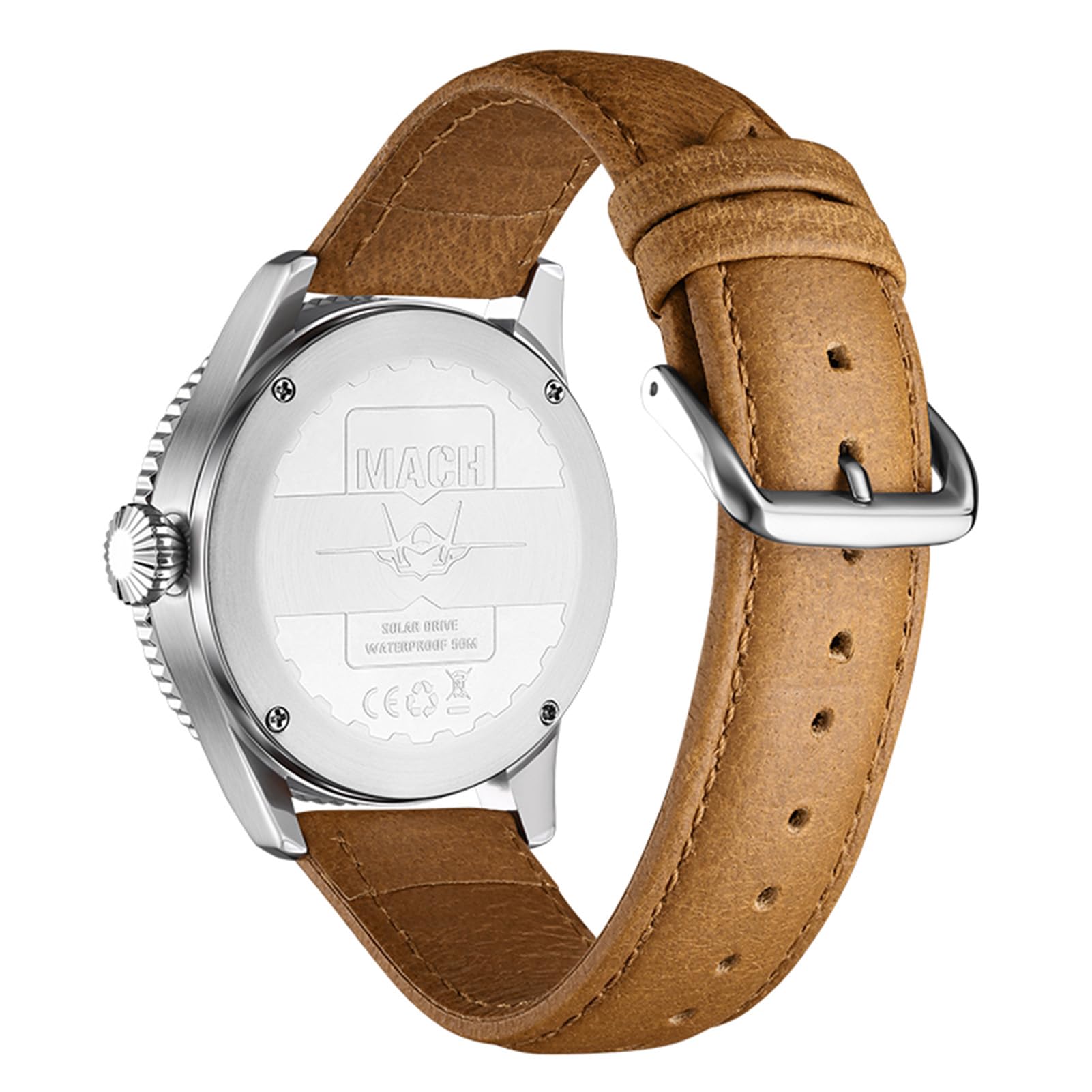 Alomejor Montre Pilote Chronographe étanche à énergie Solaire pour Hommes Nocturne 180 Jours Montre Solaire pour Le Sport et L'Aventure