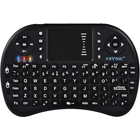 eSynic Backlit Keyboard Wireless 2.4GHz Keyboard Touchable Keyboard Portable with Touchpad Mouse and Built-in Rechargeable Battery For Google Smart TV Android Box Windows Laptop etc