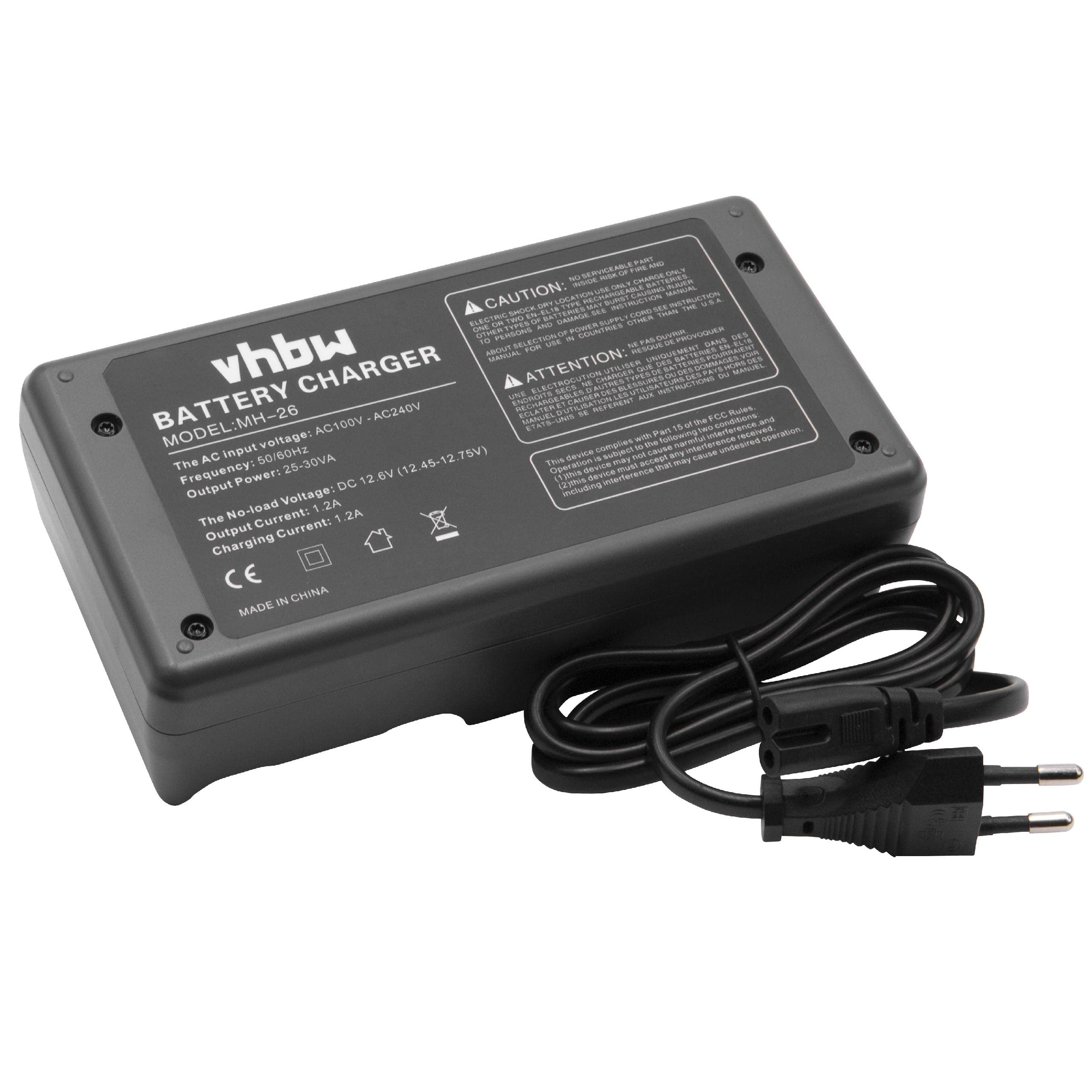 Chargeur Double Batterie Nikon D4, D6, Z9 - Compatible MH-26 - Charge Rapide 2x1.2A