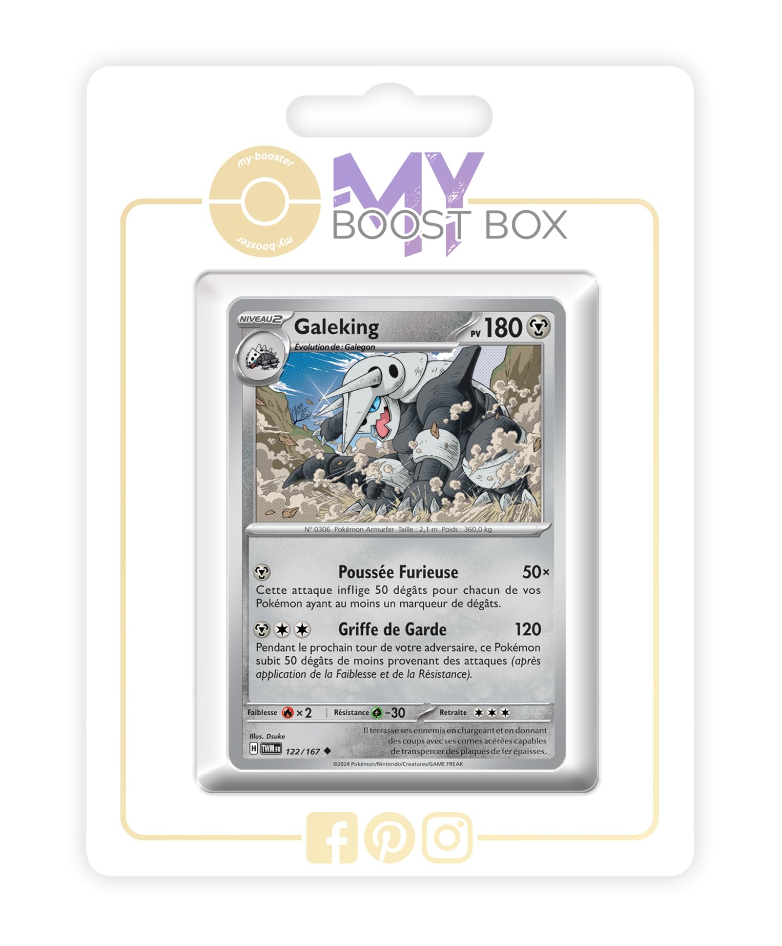 Galeking (Aggron) 122/167 Reverse - my-booster X Écarlate et Violet 6 - Mascarade Crépusculaire Box of 10 Pokemon French cards