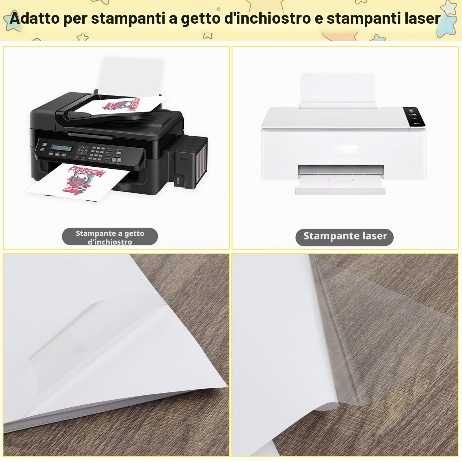 Pellicole adesive in vinile A4 per stampa a getto d'inchiostro, 20 fogli