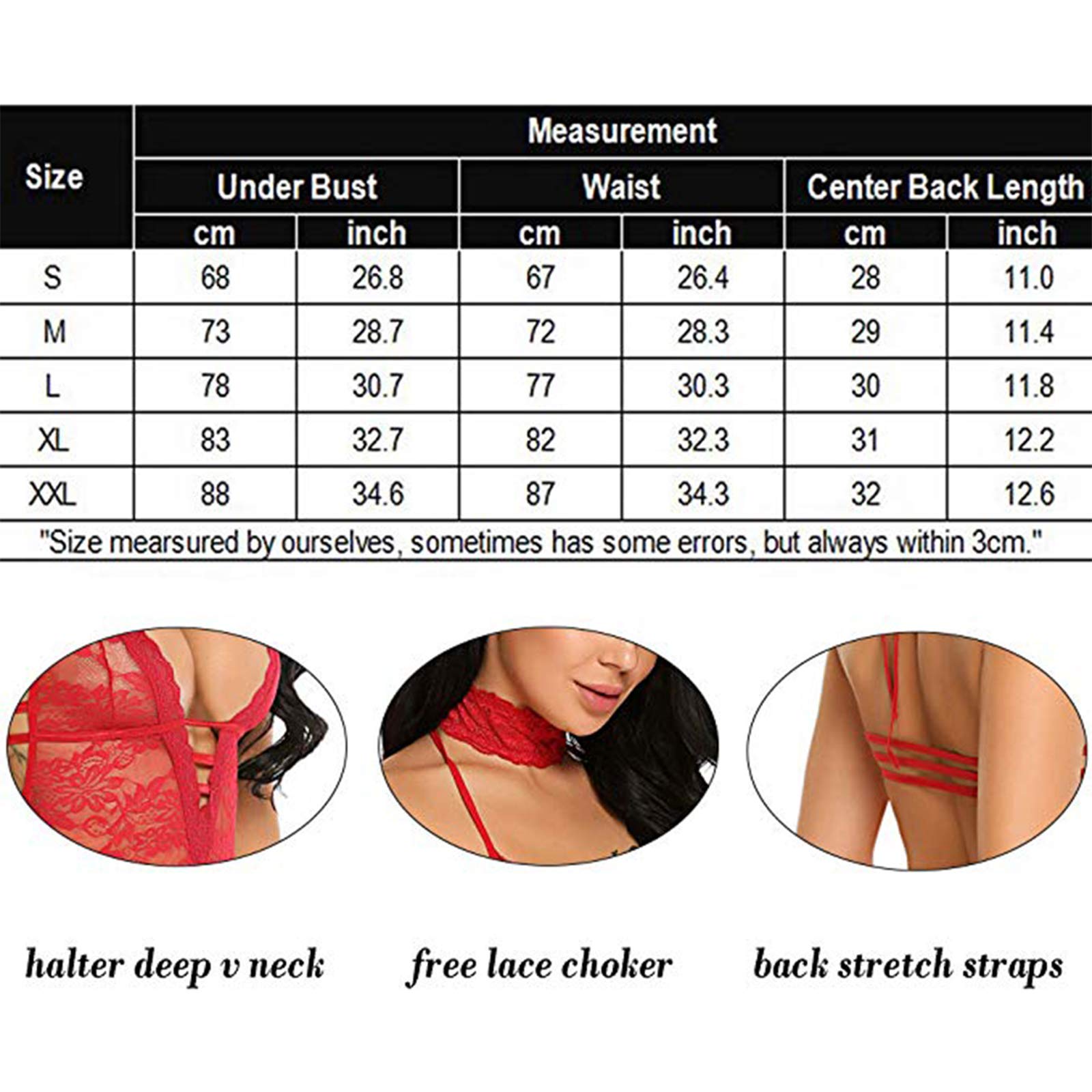 Mujeres Encaje Teddy Lencería Sexy Deep V Halter Una Pieza Vestido Transparente Body Camisón Lencería Sexy-Verde, XXL