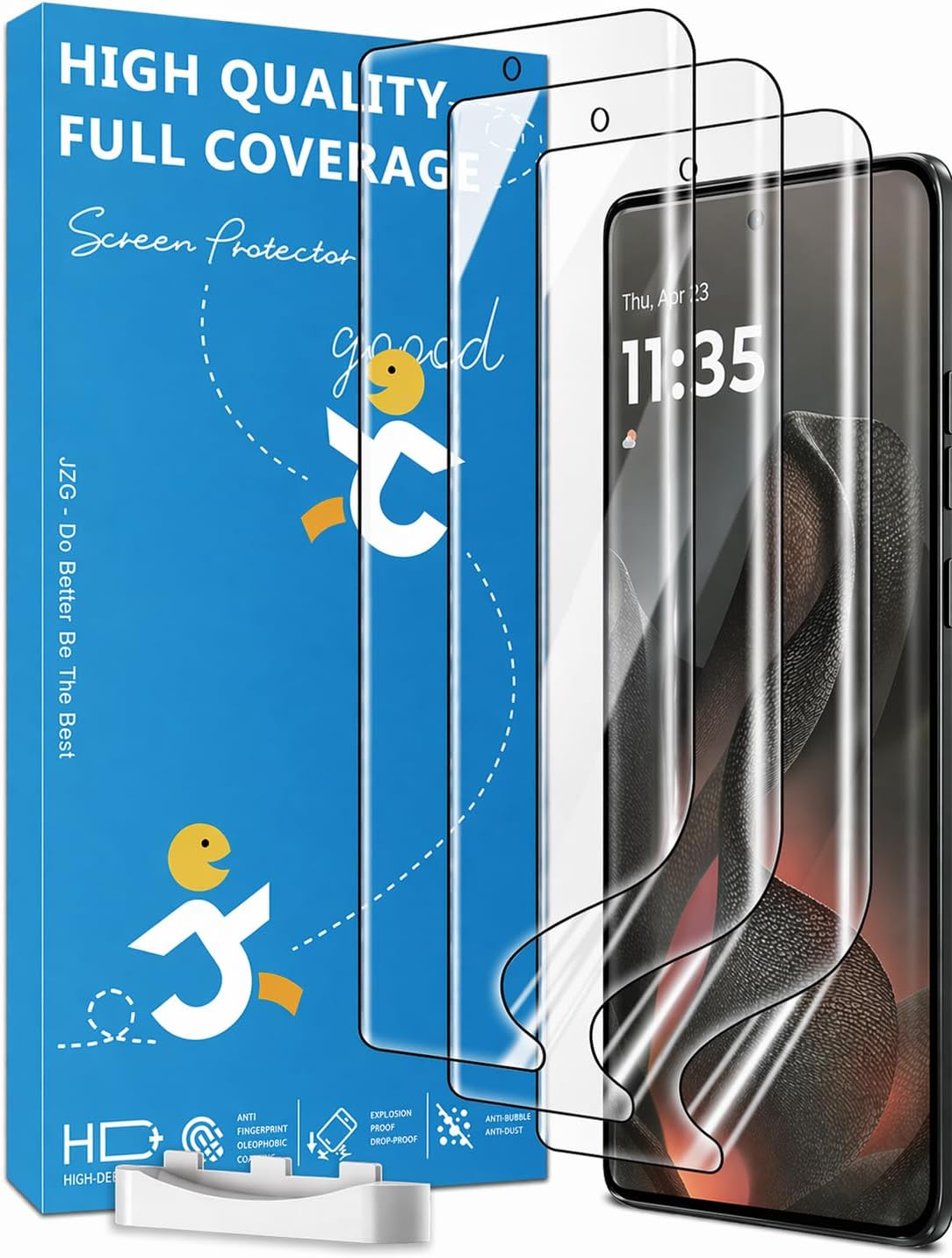 3 Pack for Motorola Edge 2025 Screen Protector, Moto Edge 60 Fusion/60 Pro Screen Protector, Flexible Film, Ultrasonic Fingerprint Compatible, Full Coverage, No Edge Lifting, Touch Sensitive